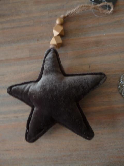 Ster hanger bruin velvet, Diversen, Kerst, Nieuw, Ophalen of Verzenden