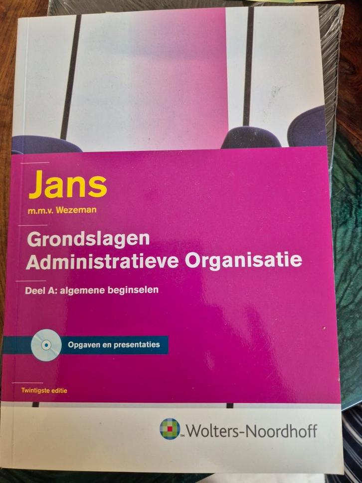 Grondslagen Administratieve Organisatie Jans, Boeken, Studieboeken en Cursussen, Zo goed als nieuw, HBO, Gamma, Ophalen of Verzenden