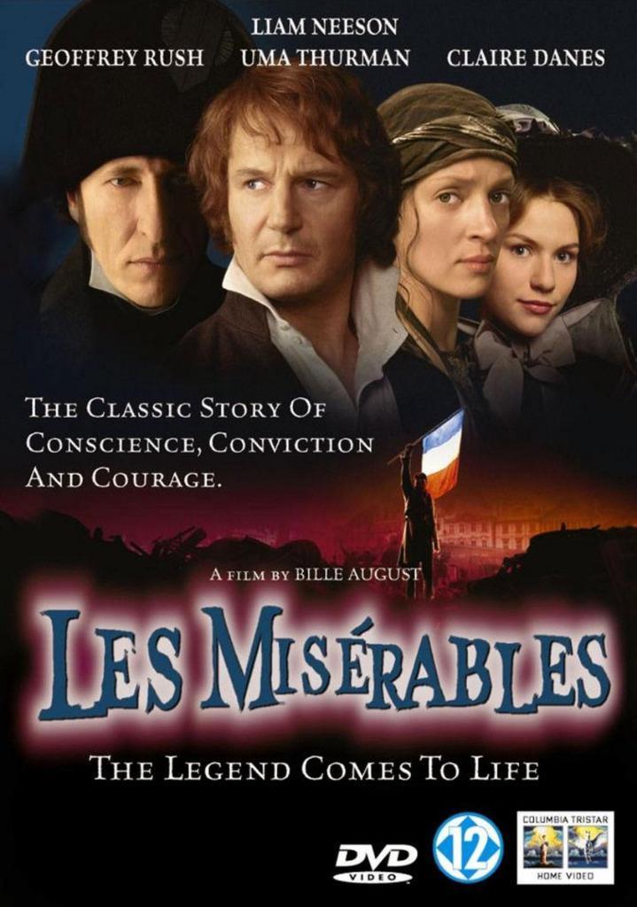DVD LES MISERABLES LIAM NEESON UMA THURMAN CLAIRE DANES, Cd's en Dvd's, Dvd's | Filmhuis, Zo goed als nieuw, Overige gebieden