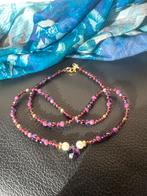 Akoya zoutwater parel amethist tuguptiet granaat geluk uniek, Paars, Nieuw, Ophalen of Verzenden, Met edelsteen