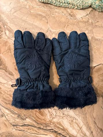 Donkerblauwe handschoenen met bontrand beschikbaar voor biedingen