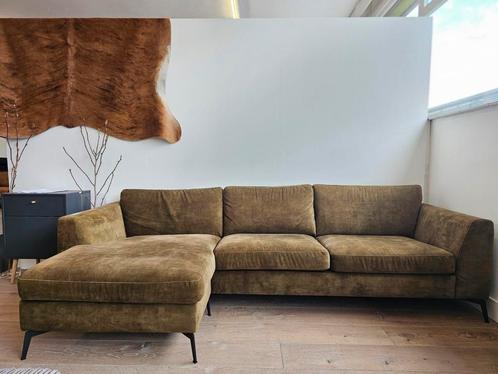 Hoekbank- velvet groen, Huis en Inrichting, Banken | Sofa's en Chaises Longues, Zo goed als nieuw, Ophalen of Verzenden
