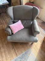 Comfortabele Engelse oorfauteuil, Ophalen, Gebruikt, Stof, 75 tot 100 cm