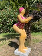 Duikende dame beeld zwembad vijver tuin jacuzzi fuchsia roze, Tuin en Terras, Tuinbeelden, Ophalen, Nieuw, Kunststof, Mensenbeeld