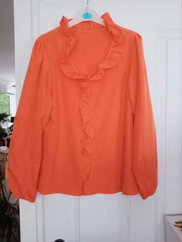 Nieuw: leuke Koraalroze blouse met rushes, SHEIN maat S beschikbaar voor biedingen