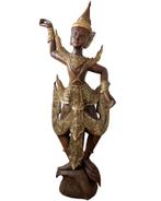 Groot antiek Birmaans tempeldanseres beeld – ca. 1900–1930, Ophalen of Verzenden, Gebruikt