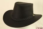 Nieuwe cowboy Western hoed Hawkins zwart leer maten 57, 58,, Hobby en Vrije tijd, Kostuums, Theaterbenodigdheden en LARP, Nieuw