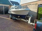 Polyester Kajuitboot met Yamaha 15pk 4tact + Trailer, Watersport en Boten, Motorboten en Motorjachten, Ophalen, 10 tot 30 pk, Gebruikt