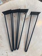 4x Zwarte draadstaal hairpin meubelpoten 36 cm, Tafelpoot, Minder dan 50 cm, Rond, Ophalen of Verzenden