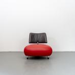1x Leolux Pallone Fauteuil Rood/Donkerbruin - Chroom, Huis en Inrichting, 75 tot 100 cm, Ophalen of Verzenden, Zo goed als nieuw