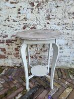 Brocante Franse bijzettafel/ plantentafel/ allegonda, Ophalen of Verzenden, Zo goed als nieuw, Rond, Minder dan 55 cm