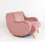 Retro fauteuil roze extra brede rib nieuw gestoffeerd, Nieuw, Stof, Ophalen of Verzenden