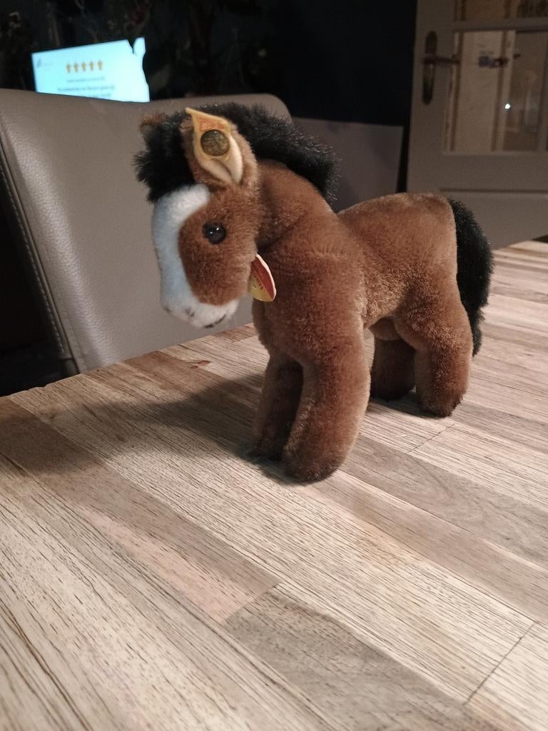 Steiff Racy pony paard knopf im ohr knuffel uit vitrine, Ophalen of Verzenden, Zo goed als nieuw, Paard, Overige typen