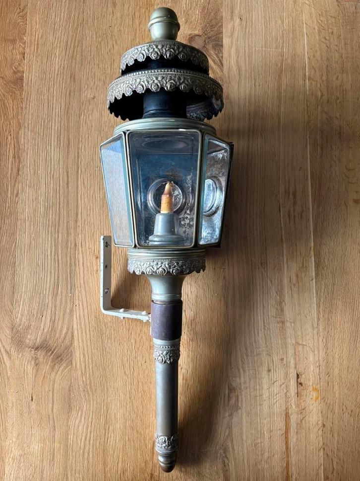 Antieke verzilverde paardenKoetslamp 76 cm hoog, Antiek en Kunst, Antiek | Lampen, Ophalen of Verzenden