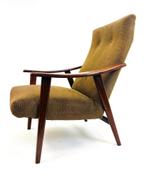 Vintage fauteuil, jaren ‘60, Huis en Inrichting, Fauteuils, Vintage retro buisframe design rotan webbing papercord, Gebruikt, Ophalen of Verzenden