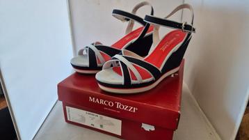 Marco Tozzi zgan sleehak sandalen mt 40 marine suede rood beschikbaar voor biedingen