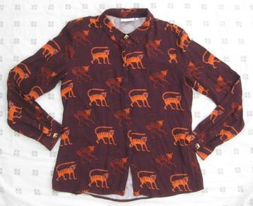 Fabienne Chapot, Perfect Blouse, burgundy met oranje apen, L beschikbaar voor biedingen