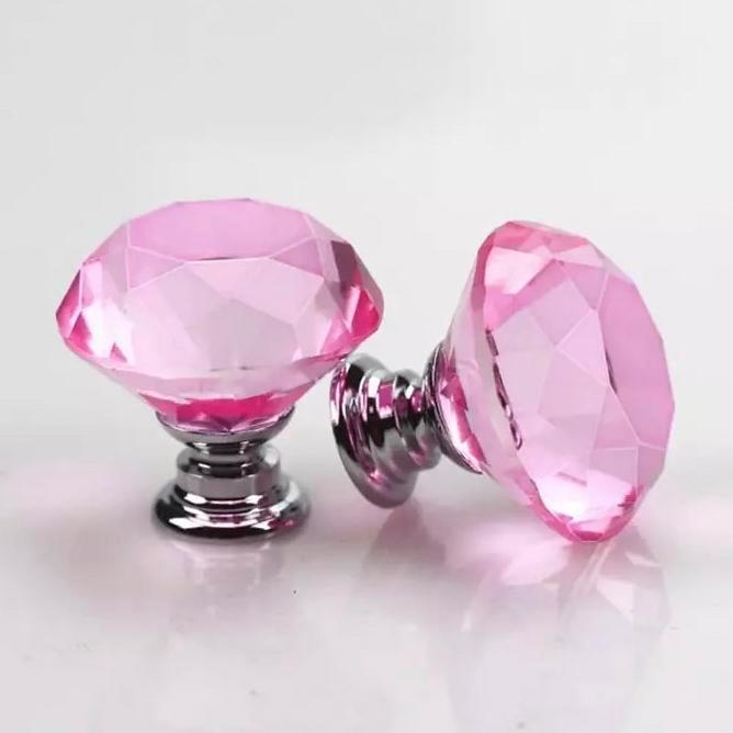 Glazen Diamant kastknop - Facet Geslepen - Roze, Huis en Inrichting, Woonaccessoires | Overige, Nieuw, Ophalen of Verzenden