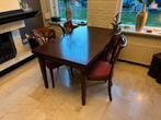 Uitschuifbare eethoek massief kersenkleur met 4 stoelen., Huis en Inrichting, Tafels | Eettafels, Ophalen, Klassiek, 50 tot 100 cm