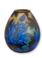 Galle Stijl Vaas met Bloemmotief 24 cm, Antiek en Kunst, Ophalen of Verzenden