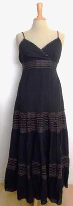 Boho/Ibiza/hippie zwarte stroken maxi jurk! S, Maat 38/40 (M), Verzenden, Zwart, Zo goed als nieuw