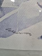 -	Aquarel griekenland santorini, Huis en Inrichting, Woonaccessoires | Schilderijen, Tekeningen en Foto's, Ophalen of Verzenden