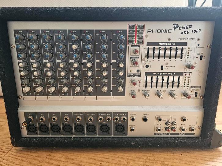 Phonic Power PDD 1062 Powered Mixer met Trolley, Audio, Tv en Foto, Professionele Audio-, Tv- en Video-apparatuur, Gebruikt, Audio