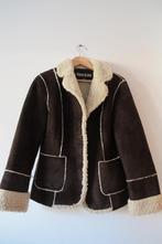 Vintage Marvin Richards dark brown faux suede shearling coat, Bruin, Ophalen of Verzenden, Maat 36 (S), Gedragen