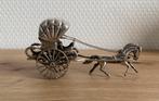 Grote miniatuur Hollands zilveren koets / sjees met menner, Antiek en Kunst, Ophalen of Verzenden