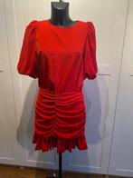 Loavies jurk met open rug en pofmouwen M | 38 rood rimpelrok, Maat 38/40 (M), Verzenden, Knielengte, Rood