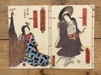 Twee Japanse houtblok prent boekjes (vormen één afbeelding), Verzenden