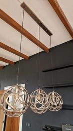 Bronzen Hanglamp - 3 Lampen - Industrieel, Huis en Inrichting, Ophalen, Zo goed als nieuw, Metaal, Minder dan 50 cm