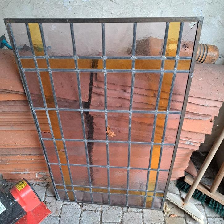 Oud Glas in Lood Raam, Antiek en Kunst, Antiek | Glas en Kristal, Ophalen