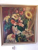 Prachtig groot bloemen schilderij zonnebloemen, Antiek en Kunst, Ophalen