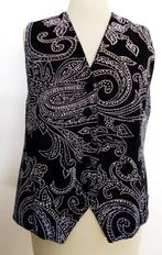 Feestelijk batik glitter look zwart/wit bewerkt gilet! L, Kleding | Dames, Tops, Verzenden, Zwart, Maat 42/44 (L), Zo goed als nieuw