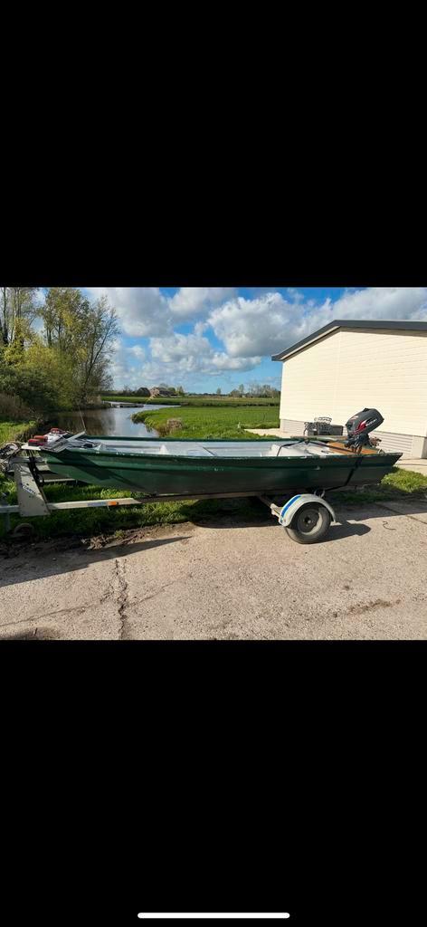 Aluminium platbodem met 4 pk suzuki, Watersport en Boten, Vis- en Consoleboten, Zo goed als nieuw, Tot 10 pk, 3 tot 6 meter, Benzine