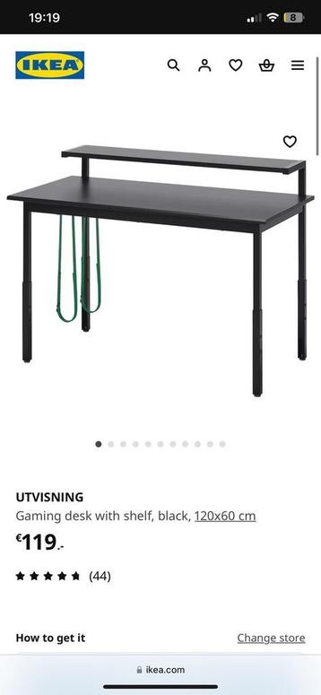 Gaming desk black with green ropes  beschikbaar voor biedingen
