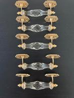 5 mooie vintage deurgrepen brons/kristal, Antiek en Kunst, Ophalen of Verzenden