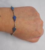 Zilveren vintage armband met blauwe stenen nr.630, Sieraden, Tassen en Uiterlijk, Armbanden, Ophalen of Verzenden, Zo goed als nieuw