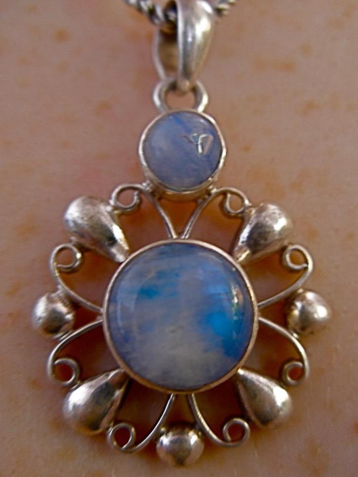 Zilveren 925 zilver mooie kettinghanger blauwe labradoriet, Sieraden, Tassen en Uiterlijk, Kettinghangers, Nieuw, Zilver, Blauw