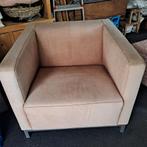 Lederen fauteuil, Huis en Inrichting, Fauteuils, Ophalen, Gebruikt, 75 tot 100 cm, Metaal