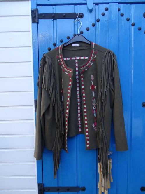 MISS ETAM BOHO WESTERN FRANJE JASJE MET BORDUUR MT 50-, Kleding | Dames, Grote Maten, Zo goed als nieuw, Jasje of Colbert, Overige kleuren