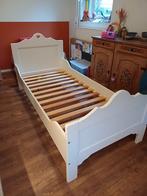 Wit eenpersoonsbed met lattenbodem, Huis en Inrichting, Slaapkamer | Bedden, Ophalen, Gebruikt, 90 cm, Eenpersoons