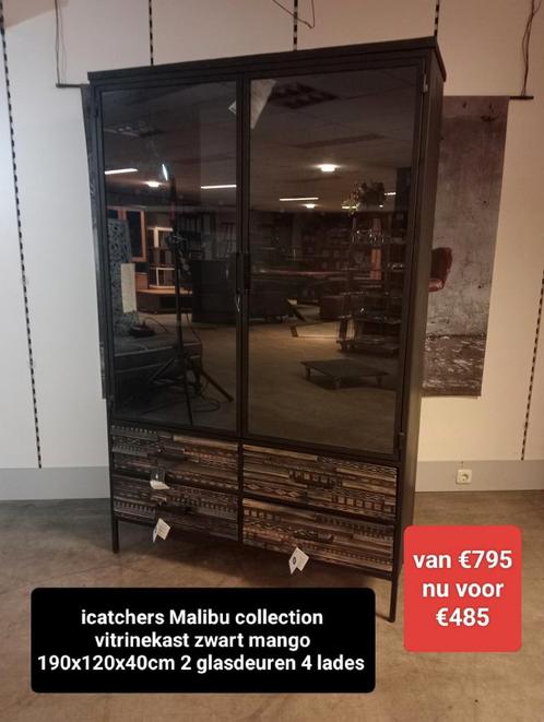 Nieuwe icatchers Malibu collection vitrinekast 190cm €485, Huis en Inrichting, Kasten | Vitrinekasten, Nieuw, 150 tot 200 cm, 100 tot 150 cm
