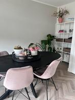 Roze eetkamerstoelen, Vier, Stof, Ophalen of Verzenden, Zo goed als nieuw