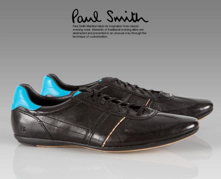 Paul Smith Sneakers leder zwart/blauw Maat 42 Lim Ed ZGST !, Kleding | Heren, Schoenen, Nieuw, Blauw, Ophalen of Verzenden
