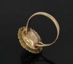 Memorie antieke 14k gouden dames ring haarwerkje 19e eeuw, Ophalen of Verzenden, Goud, Ring, Met edelsteen