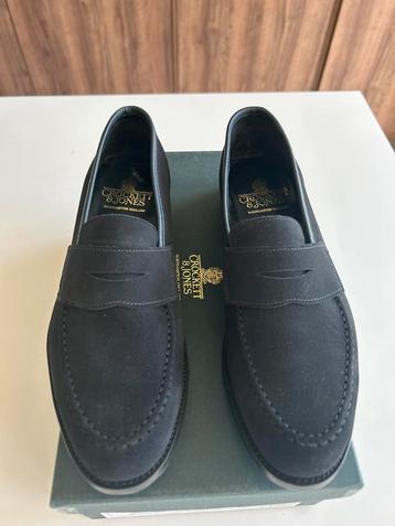 NIEUWE Crockett and Jones Harvard blauw suède loafers maat 8 beschikbaar voor biedingen