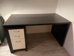 Zwart IKEA bureau met mobiel ladeblok, intensief gebruikt., Ophalen, Gebruikt