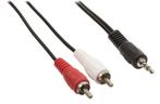 3.5mm Stereo Jack (Male) naar 2 x TULP (Male), 114 cm, Verzenden, Nieuw, Minder dan 2 meter, Overige kabels